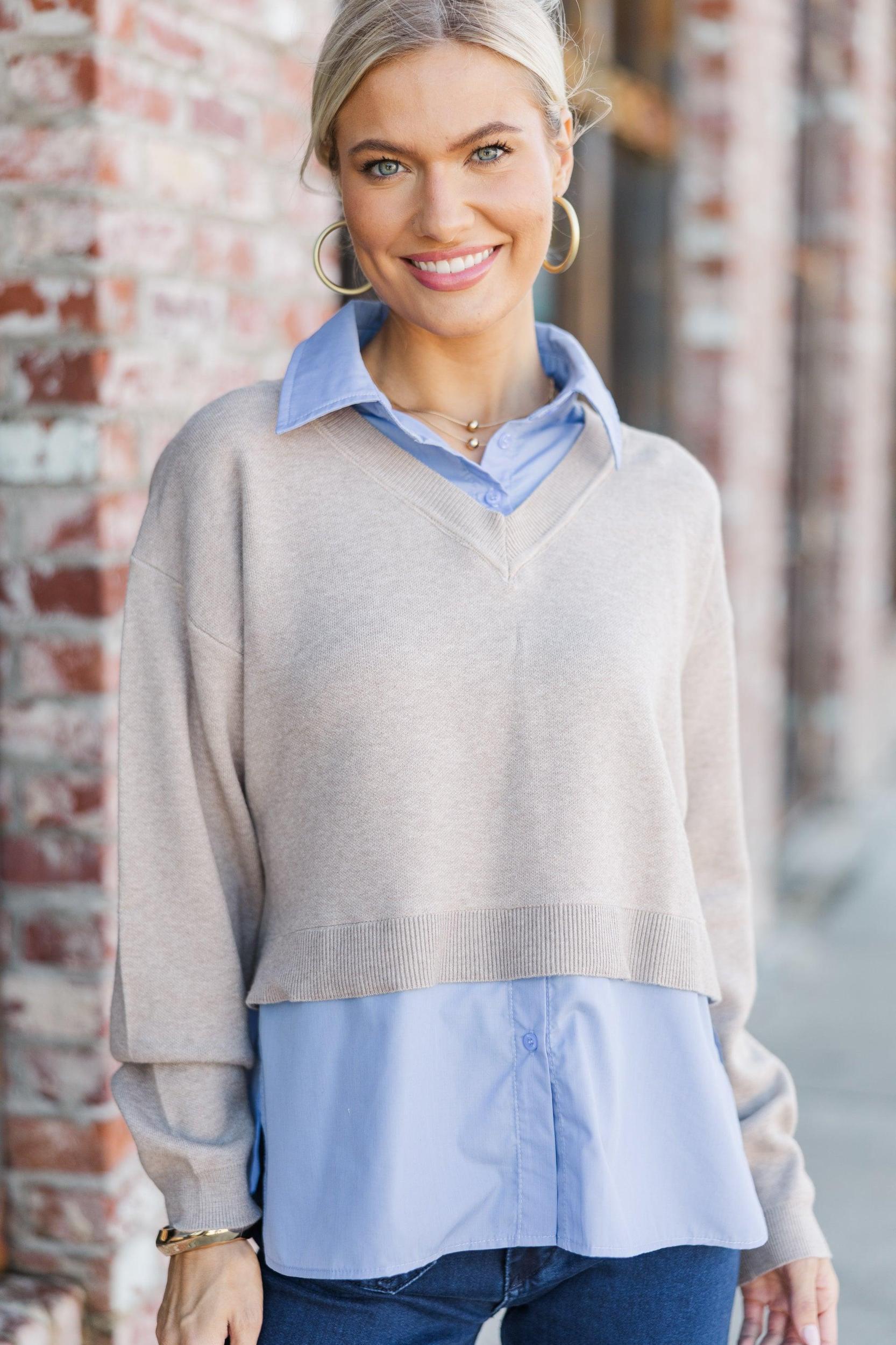 Unwritten Rules Taupe Layered Blouse Female Product Image