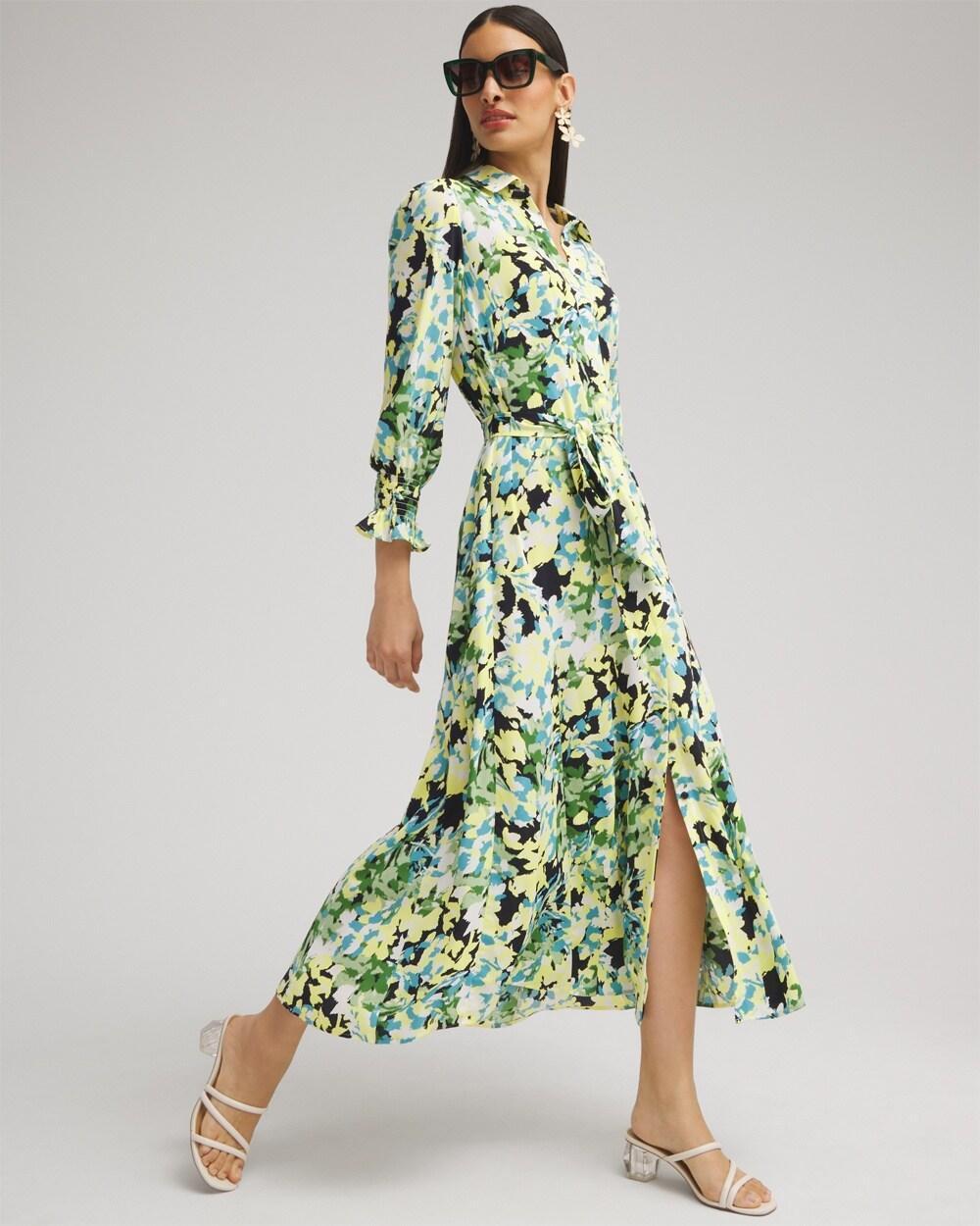 Yellow Floral Maxi Shirt Dress Product Image