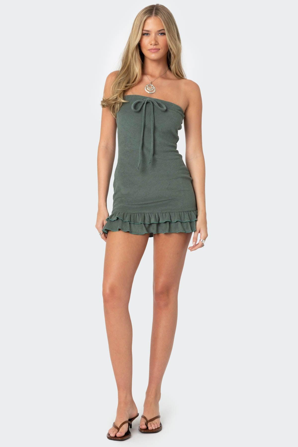 Terry Cloth Strapless Mini Dress Product Image