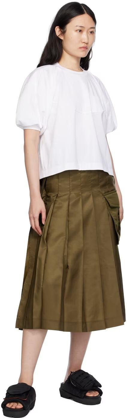 SACAI Khaki Pleated Midi Skirt In 826 Olive Product Image
