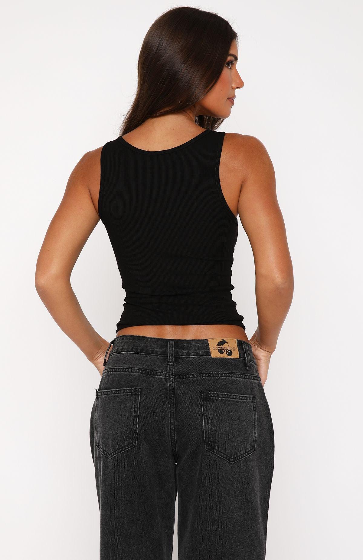 What An Experience Ribbed Tank Top Black Product Image