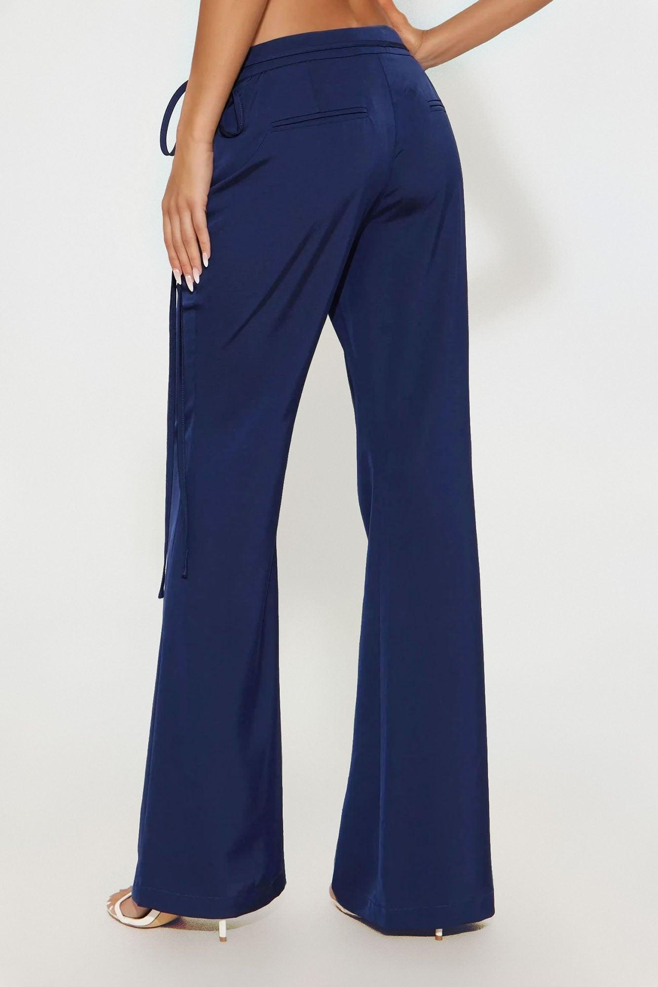 Front Page Headline Wide Leg Trouser Pant - Navy Product Image