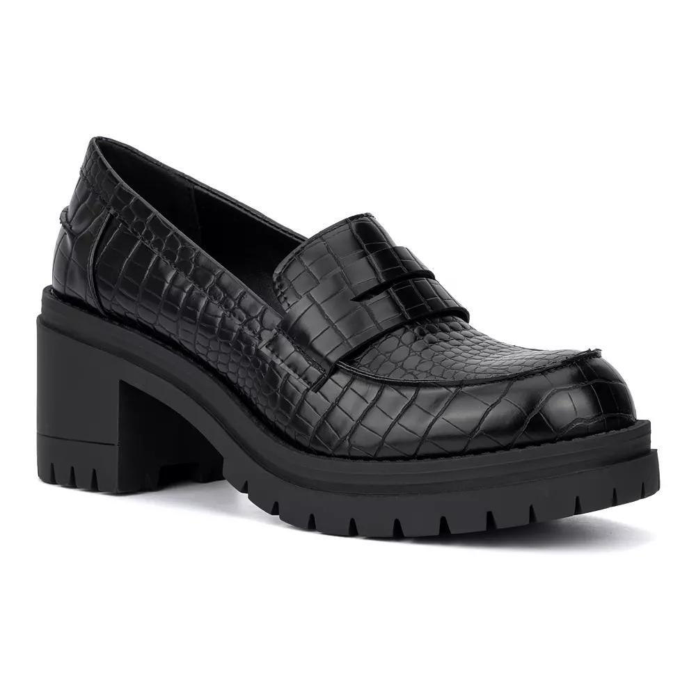 New York & Company Women's Penny Loafers, Size: 8.5, Black Croc Product Image