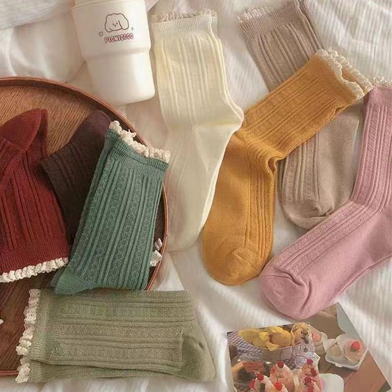 Plain Lace Trim Socks Product Image