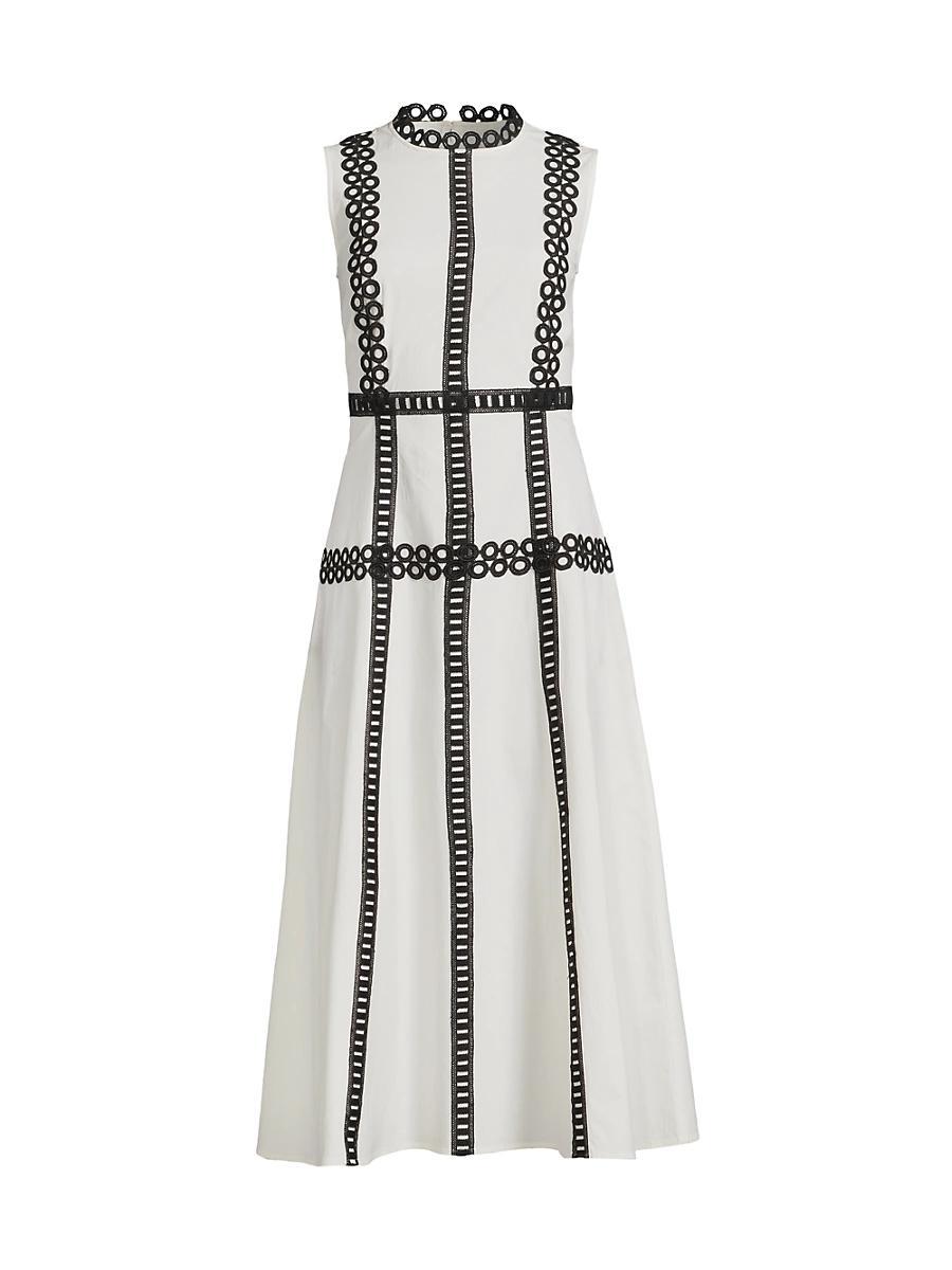 Womens Eyelet-Embroidered Modern-Fit Fit & Flare Maxi Dress Product Image