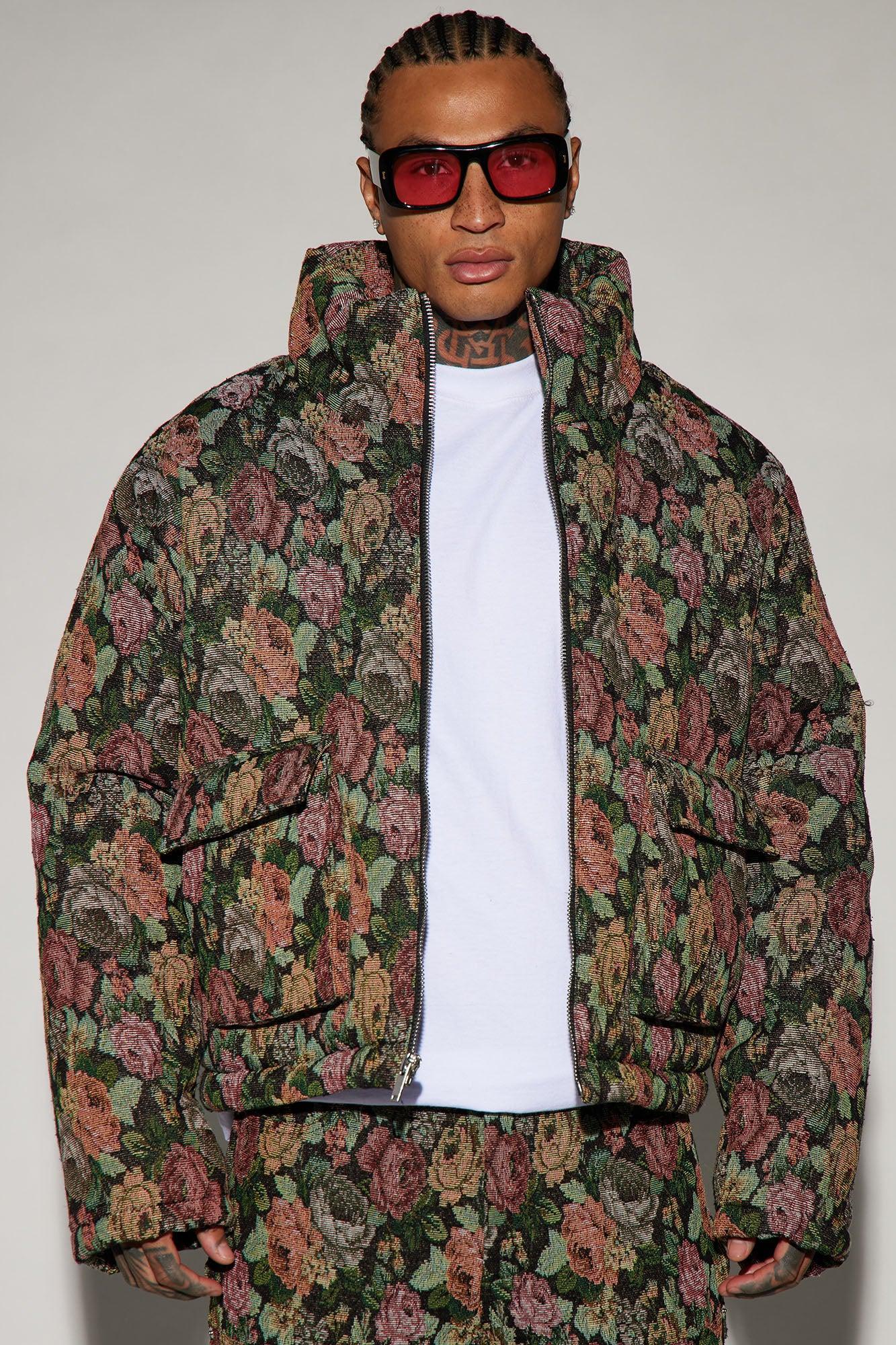 Bellevue Light Weight Cropped Tapestry Puffer - Black/combo Product Image