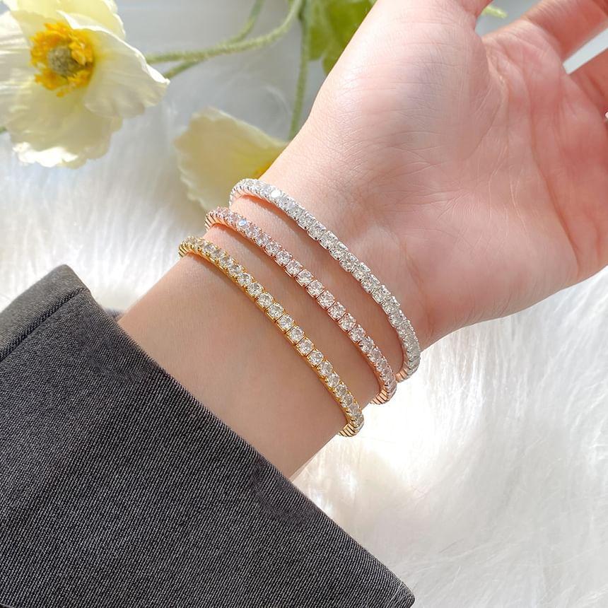 925 Sterling Silver Rhinestone Tennis Bracelet Product Image