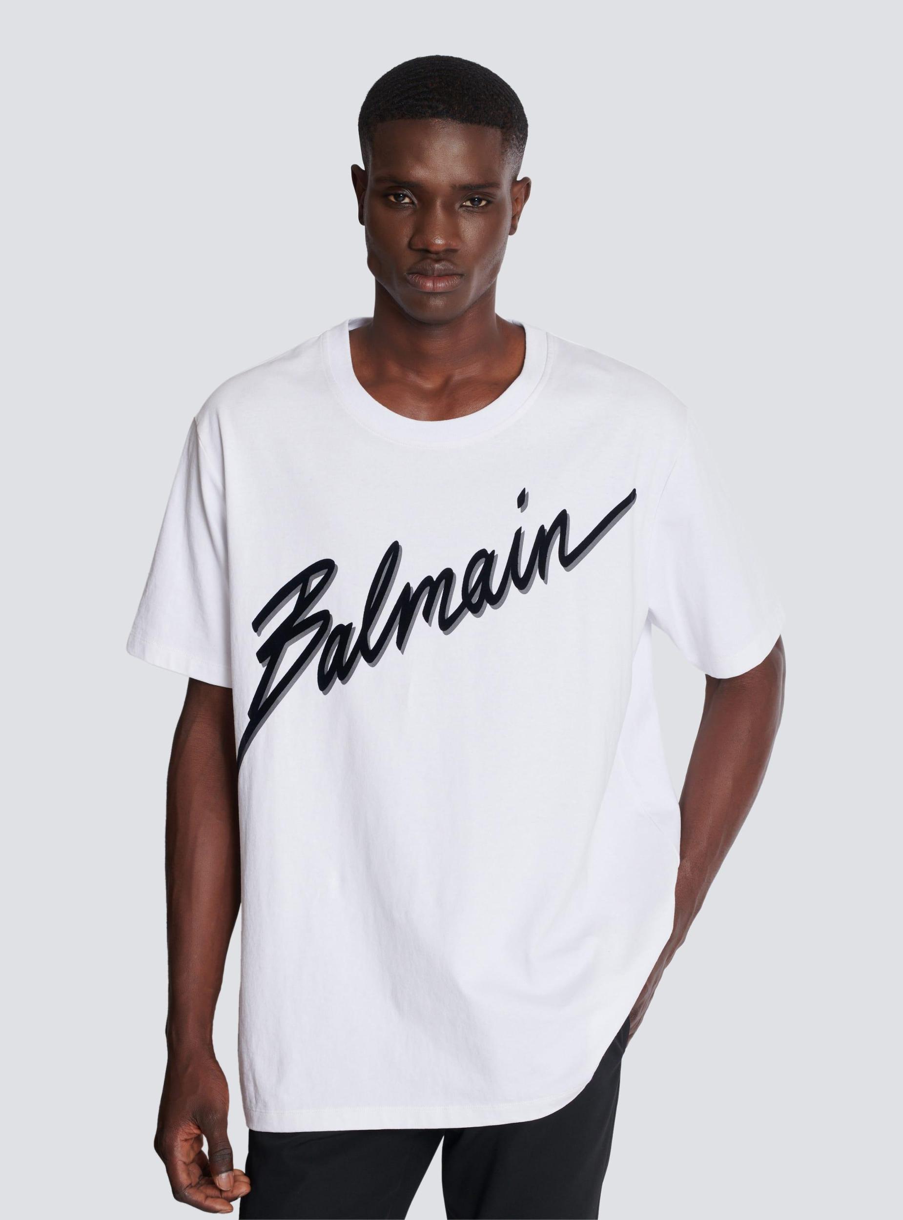 T-shirt with flocked Balmain Letter logo Product Image