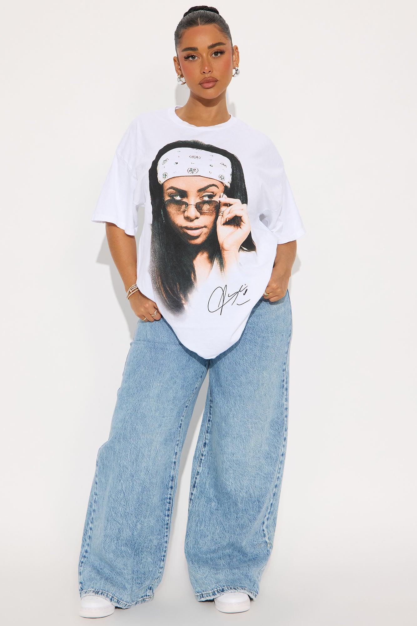 Aaliyah Washed Oversized Tee - White Product Image