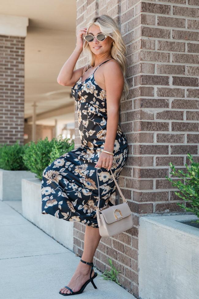I Will Wait Black Multi Cut Out Detail Midi Dress FINAL SALE Product Image