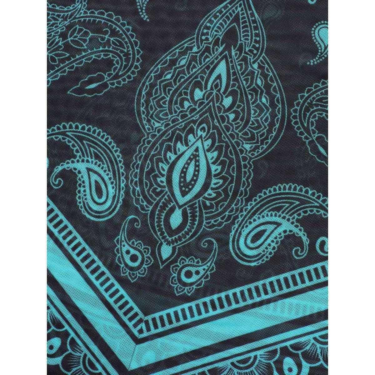 Plus Size Paisley Print Handkerchief Hem Drawstring Swim Top Women's Swimwear Black Beach High stretch Bodycon U-neck Curve Swim Tops BloomChic 10/M Product Image
