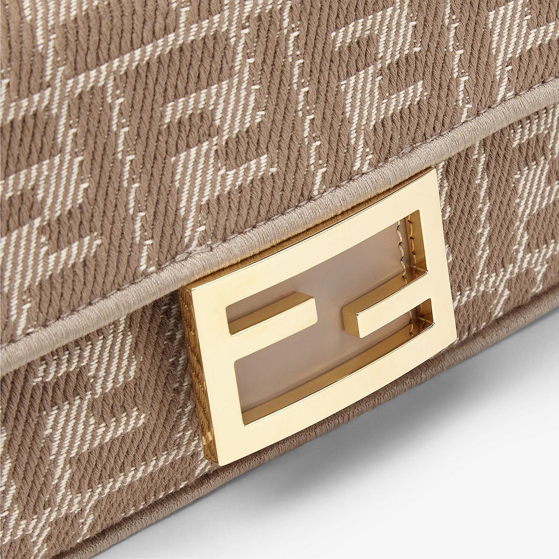 Baguette MiniDove gray denim-effect FF jacquard bag Product Image
