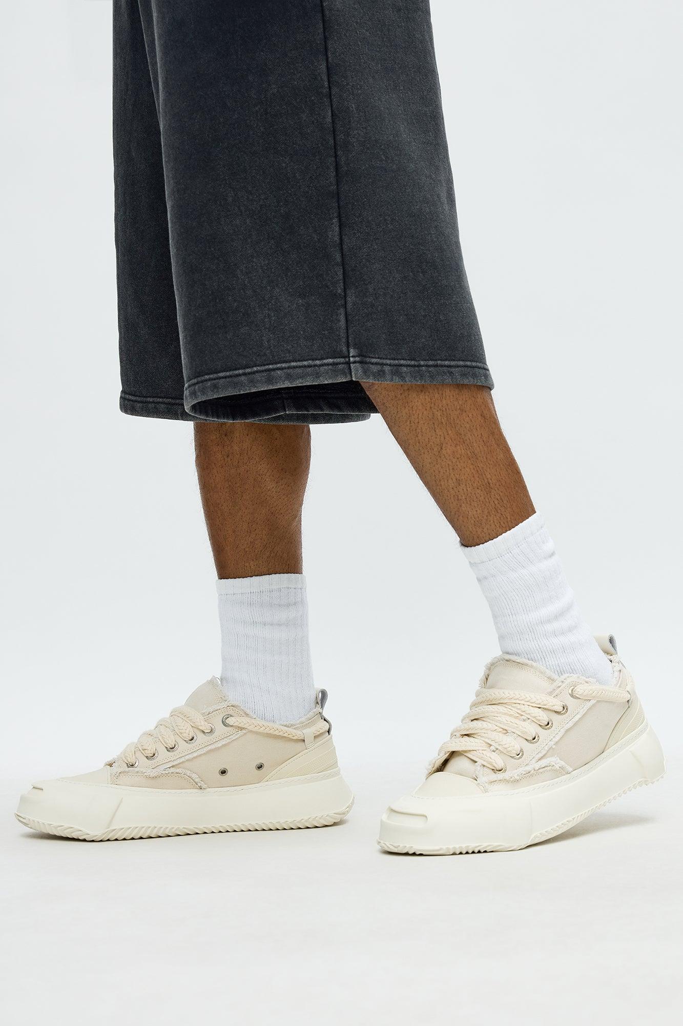 Bold Step Canvas Chunky Low Sneaker - Cream/combo Product Image