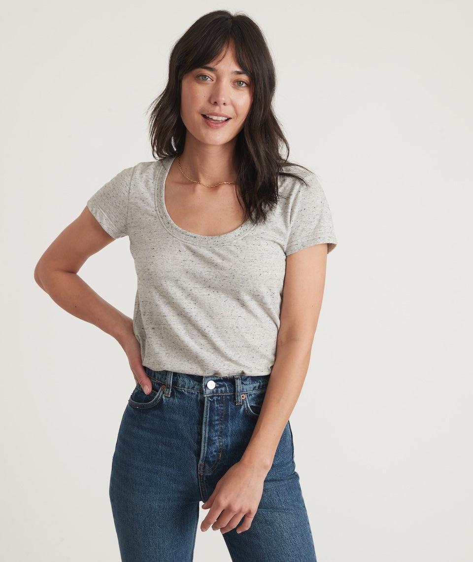 Scoop Neck Tee in Ash Neps Product Image