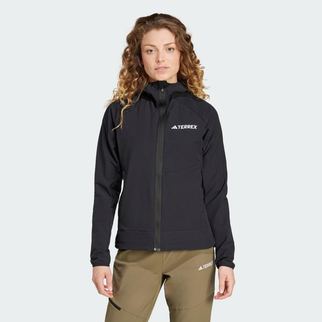 adidas Terrex Xperior Softshell Fleece Hooded Jacket Black XS Womens Product Image