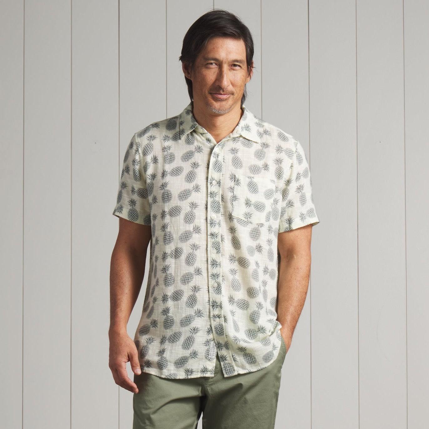 Madras Cottage Loom Printed Shirt - Blue Pineapple Product Image