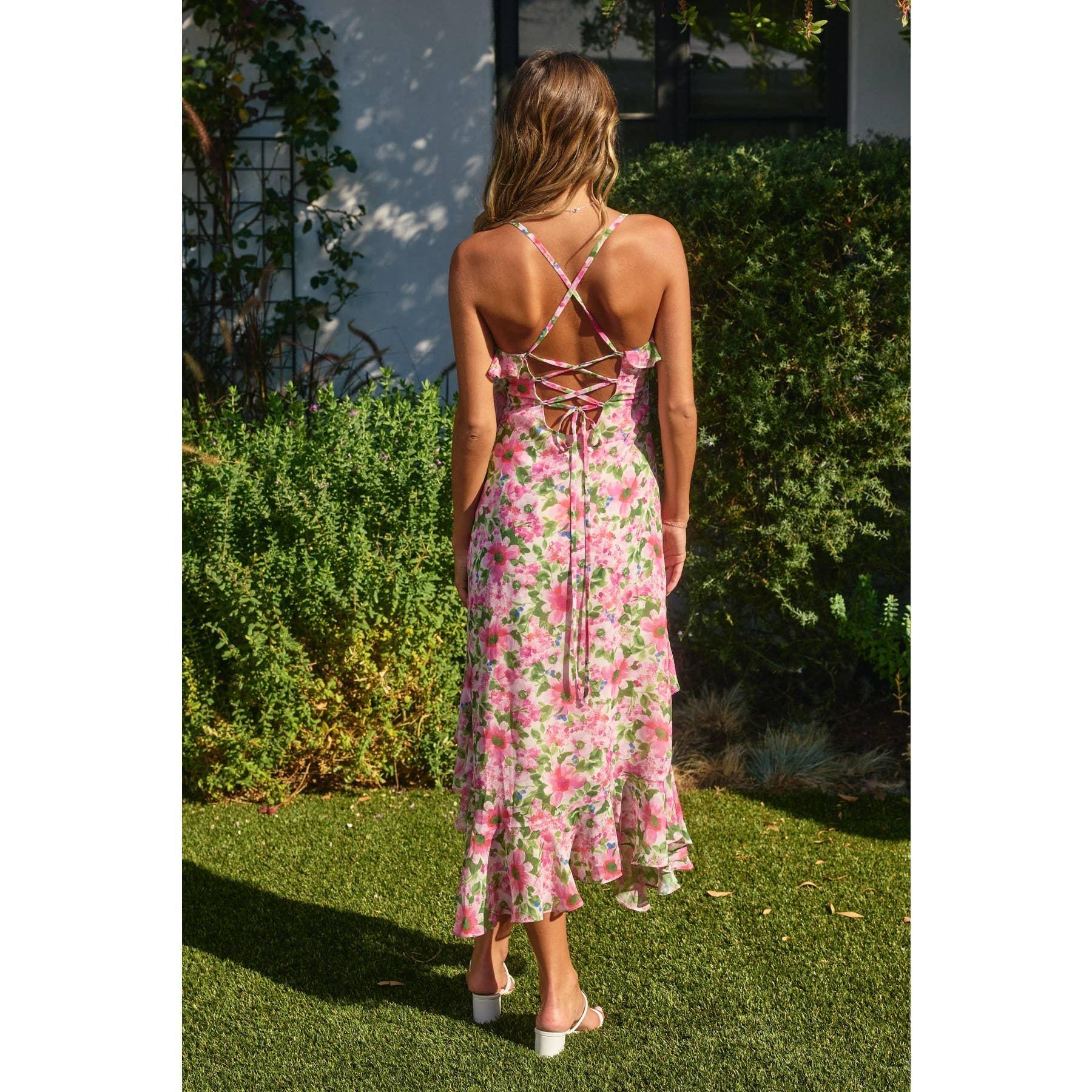Send Love Diagonal Ruffled Midi Dress Product Image
