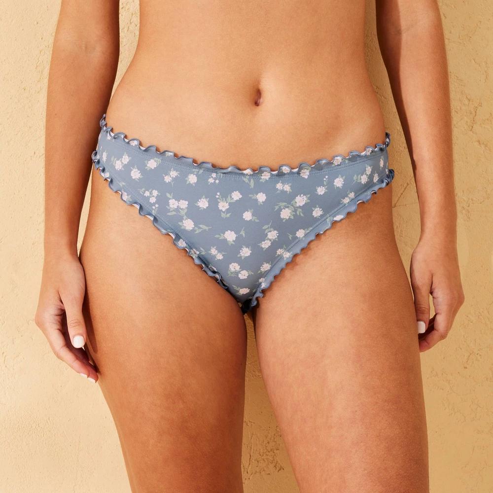 Womens Ruffle Cheeky Bikini Bottom - Shade & Shore Multi Floral Print XL Product Image