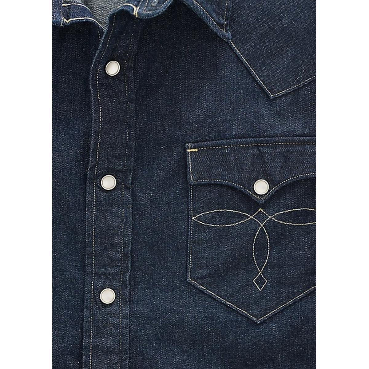 Slim Fit Denim Western Shirt Rinse Product Image
