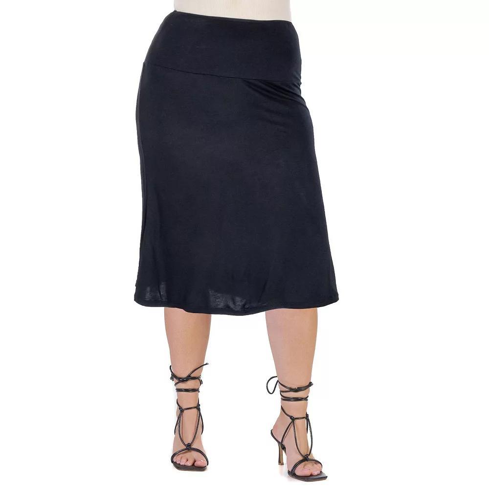 Plus Size 24seven Comfort Apparel Straight Midi Skirt, Women's, Size: 1XL, Black Product Image