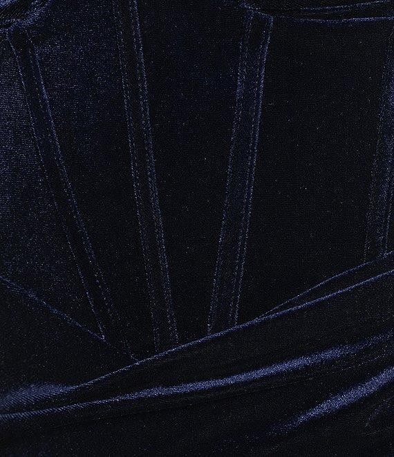 B. Darlin Spaghetti Strap V-Neck Bustier Shirring Detail Velvet Dress Product Image