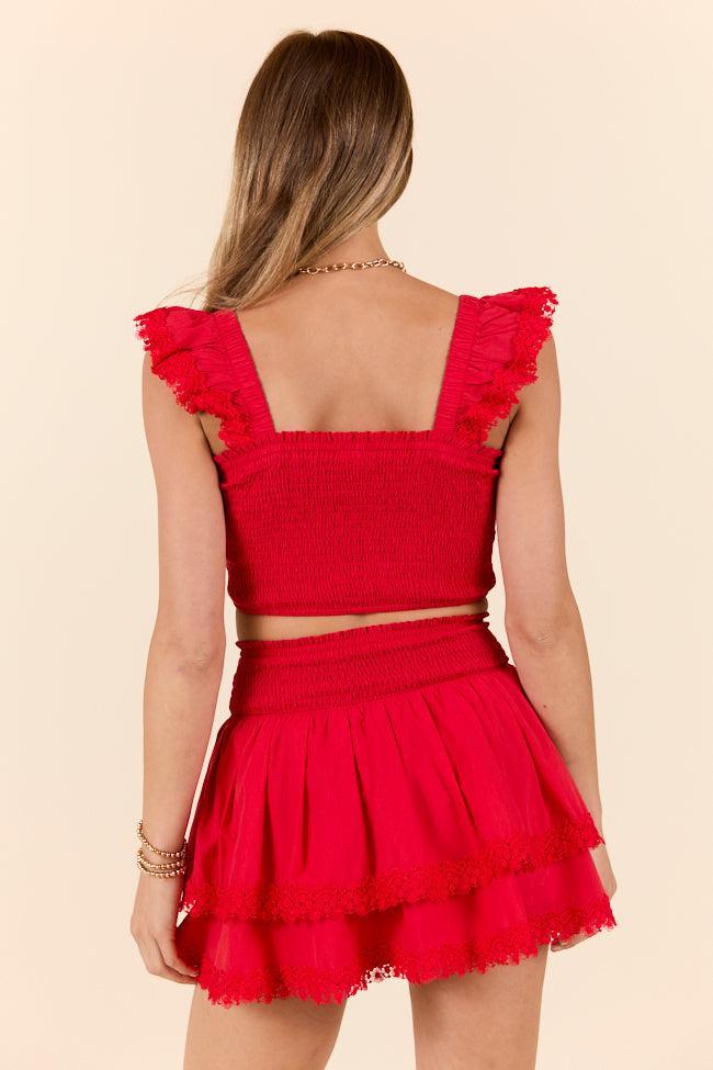 Sweet Talk Red Flutter Shoulder Tank and Skort Set SALE Product Image