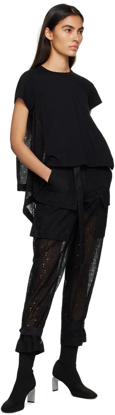 SACAI Perforated Cropped Cargo Trousers In Black Product Image