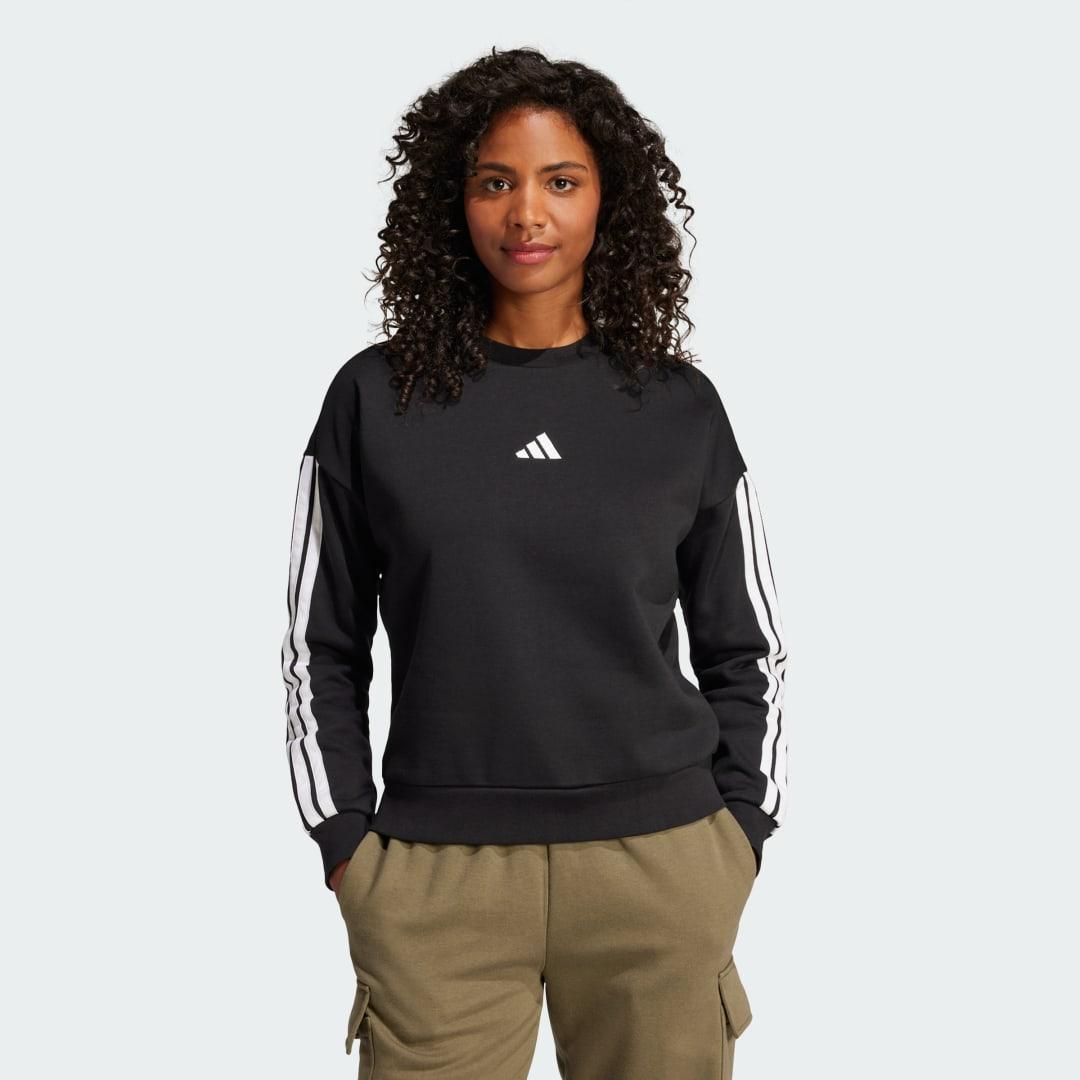 adidas Essentials 3-Stripes Fleece Sweatshirt Black M Womens Product Image