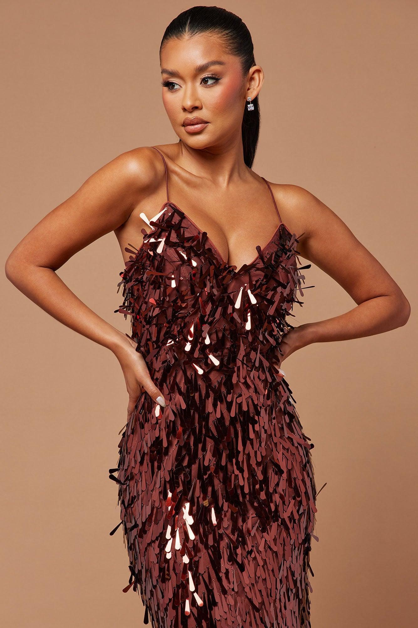 Emilia Paillette Maxi Dress - Bronze Product Image