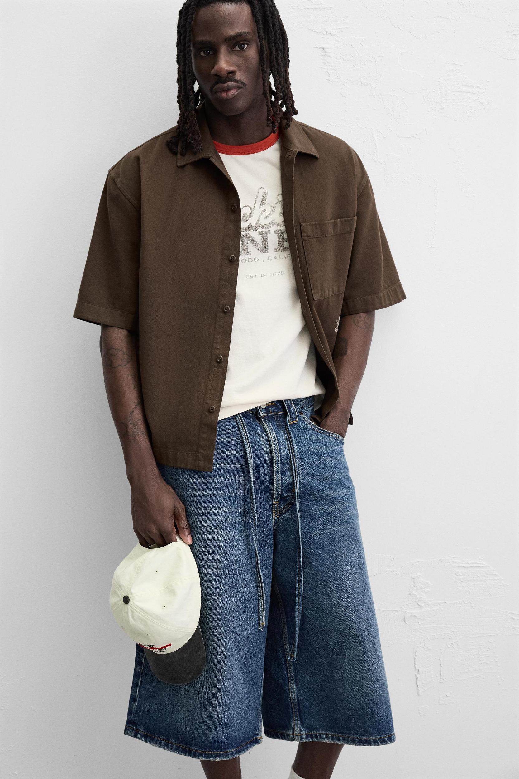 EMBROIDERED RELAXED FIT OVERSHIRT Product Image