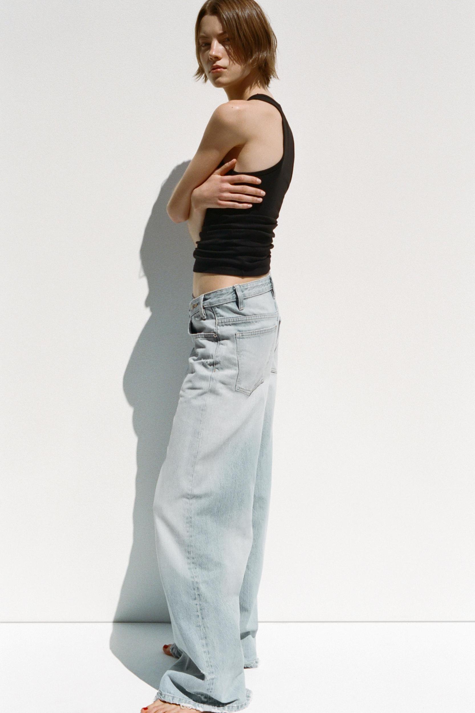 TRF HIGH WAIST CROSSOVER WAIST WIDE LEG JEANS Product Image