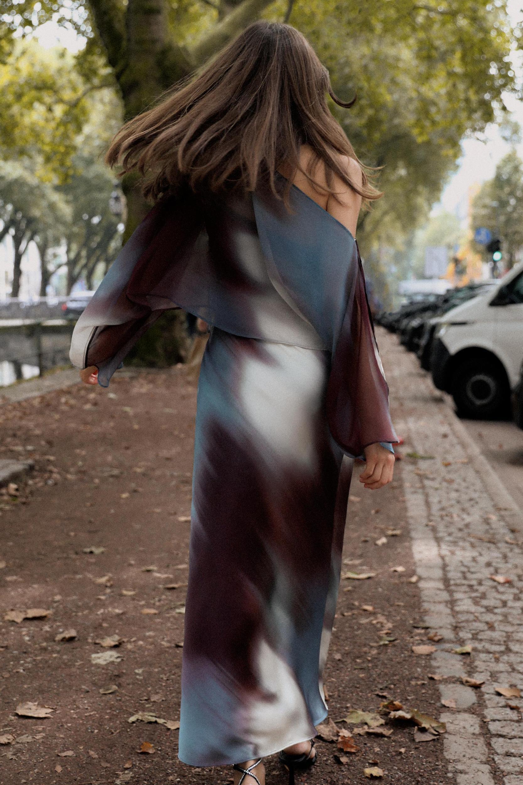 SATIN EFFECT PRINT DRESS Product Image