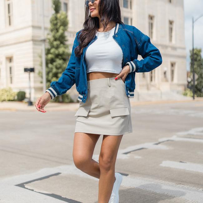 Never Left Me Denim Bomber Jacket FINAL SALE Product Image