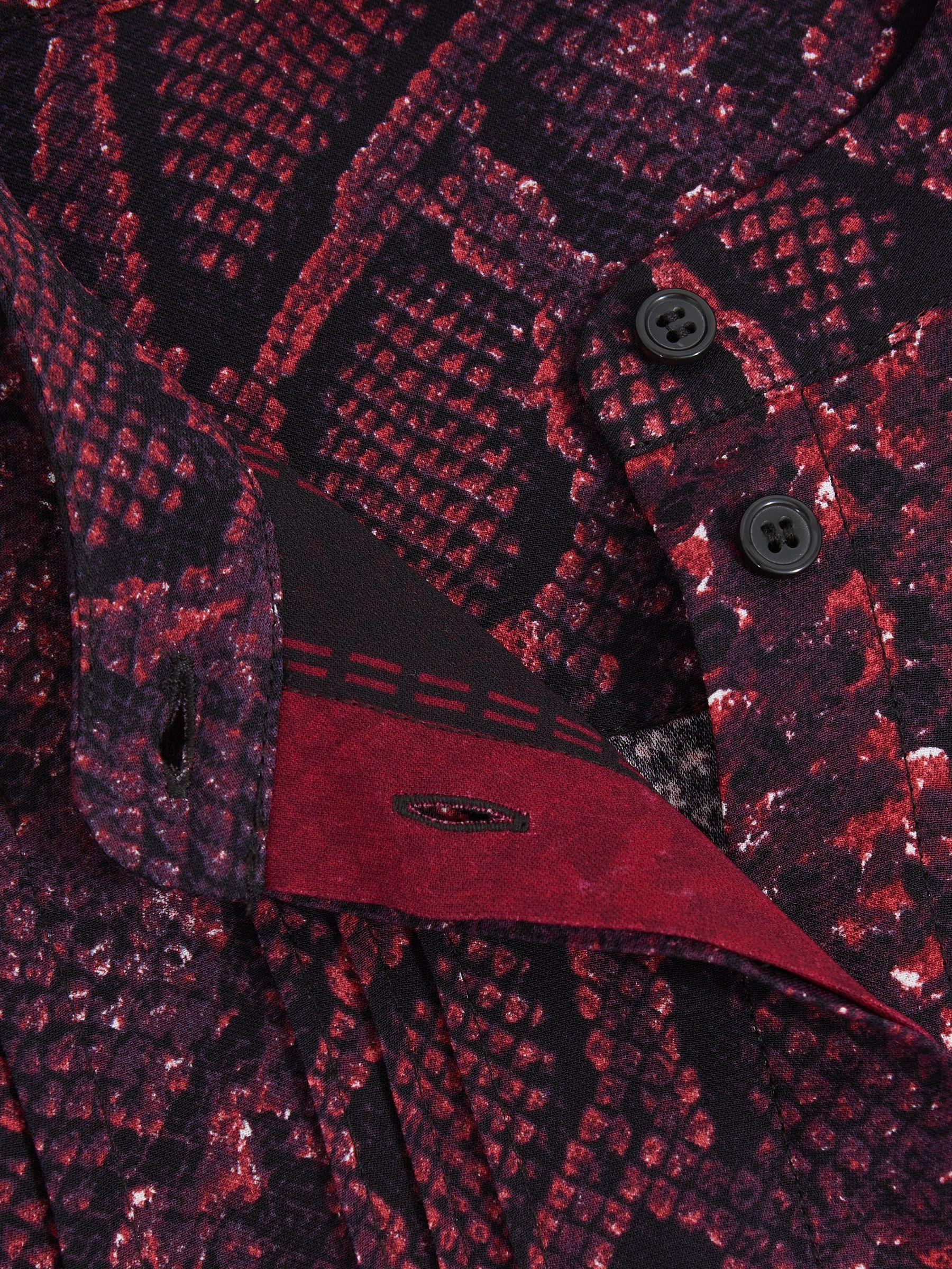 Snake-Print Belted Mini Dress in Burgundy/Black Product Image
