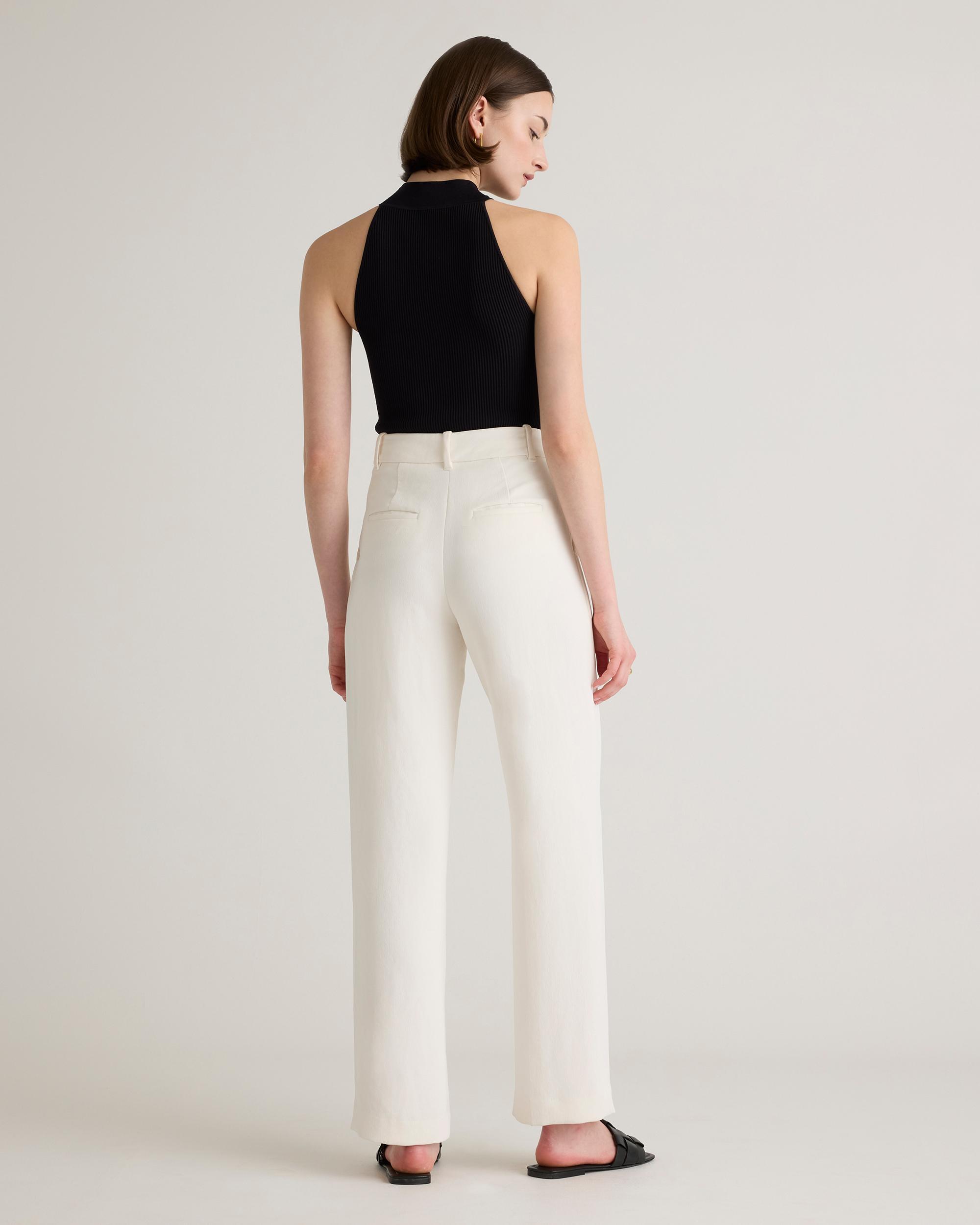 Quince | Women's Cropped High Neck Ribbed Knit Tank Top Recycled nylon/polyester/spandex Product Image