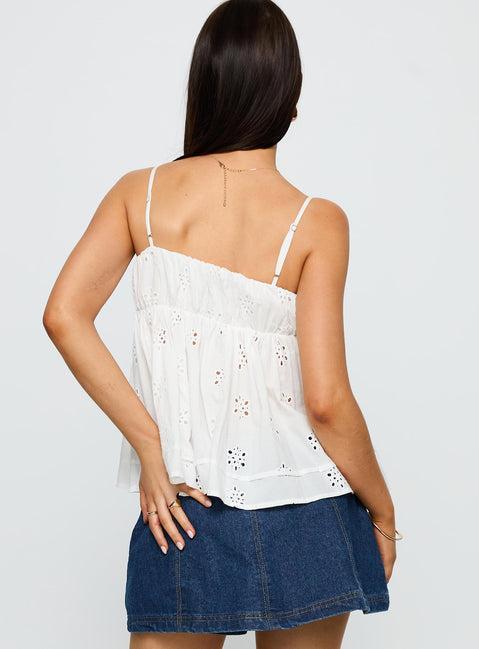 Moving Forward Tie Detail Top White Product Image
