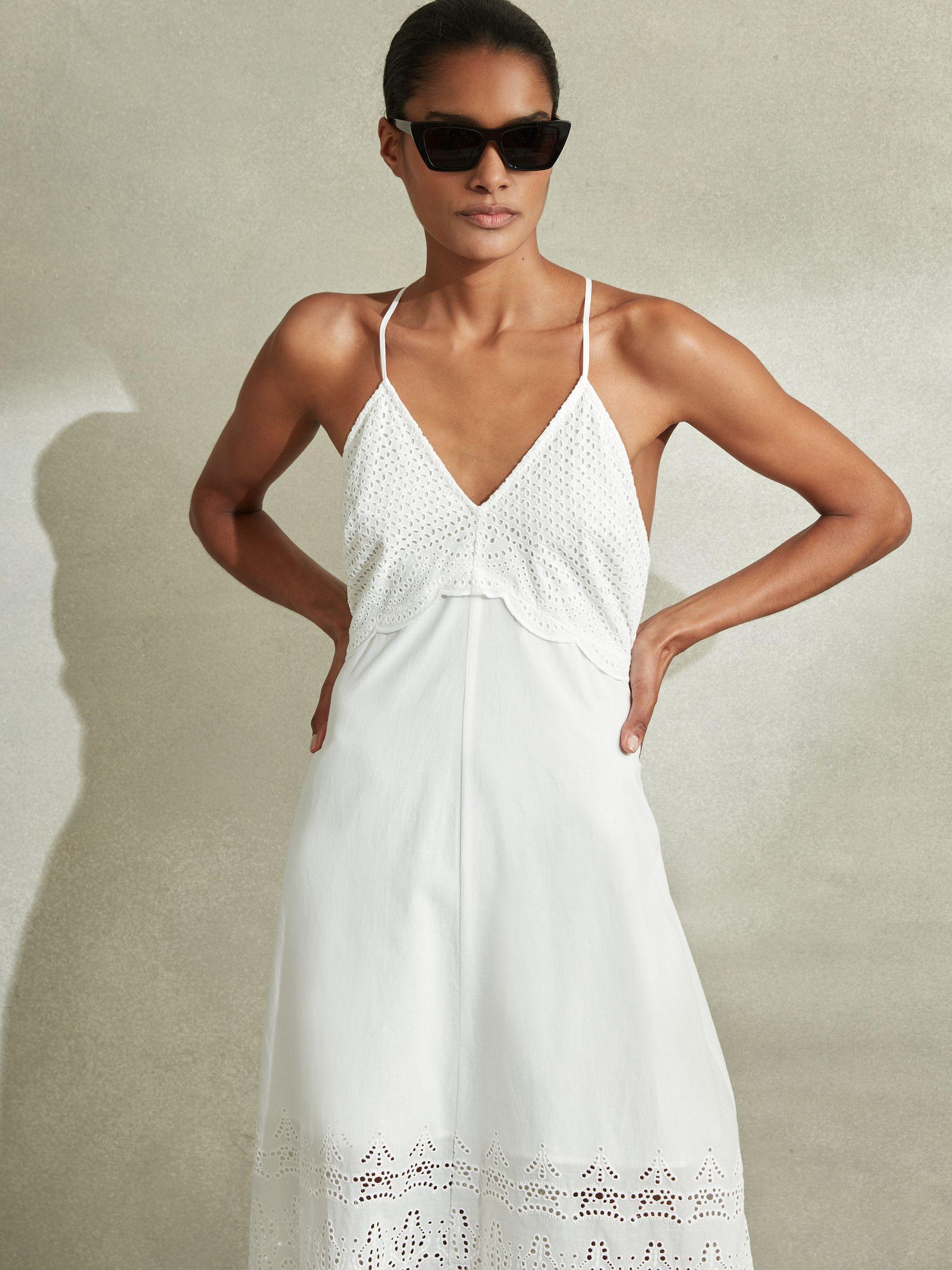 Cotton Broderie Maxi Dress in White Product Image