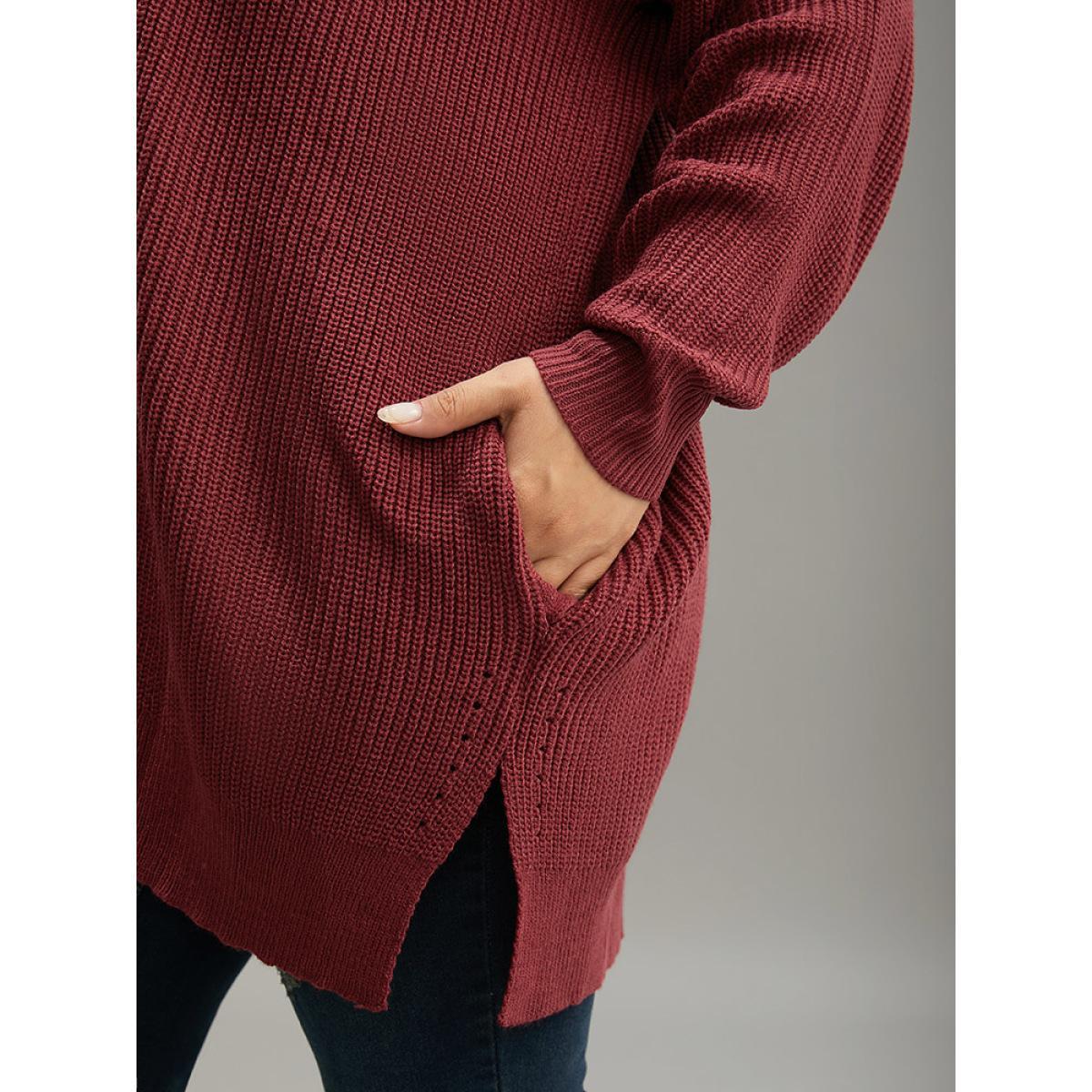 Plus Size Plain Open Front Drop Shoulder Basic Cardigan Scarlet Women Casual Loose Long Sleeve Dailywear Cardigans BloomChic 28/5X Product Image
