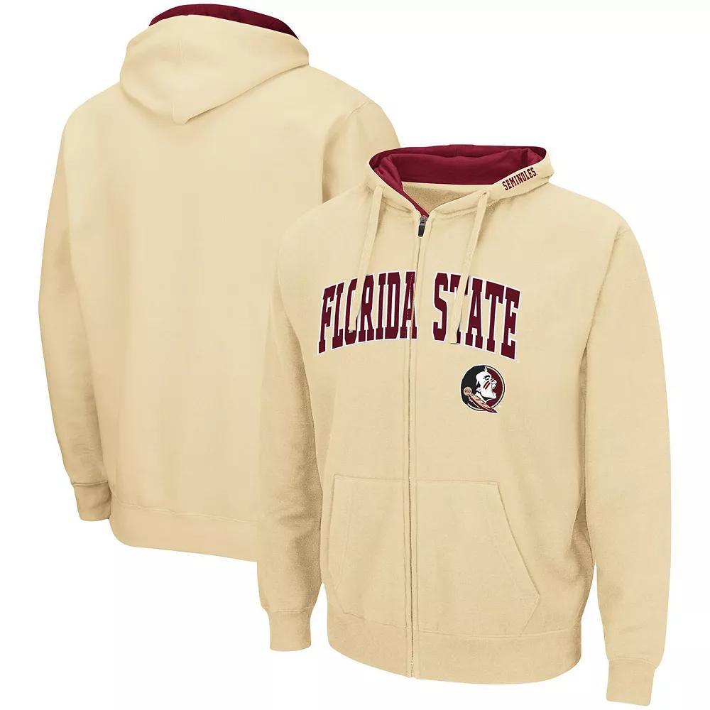 Men's Colosseum Gold Florida State Seminoles Arch & Logo 3.0 Full-Zip Hoodie, Size: Medium Product Image