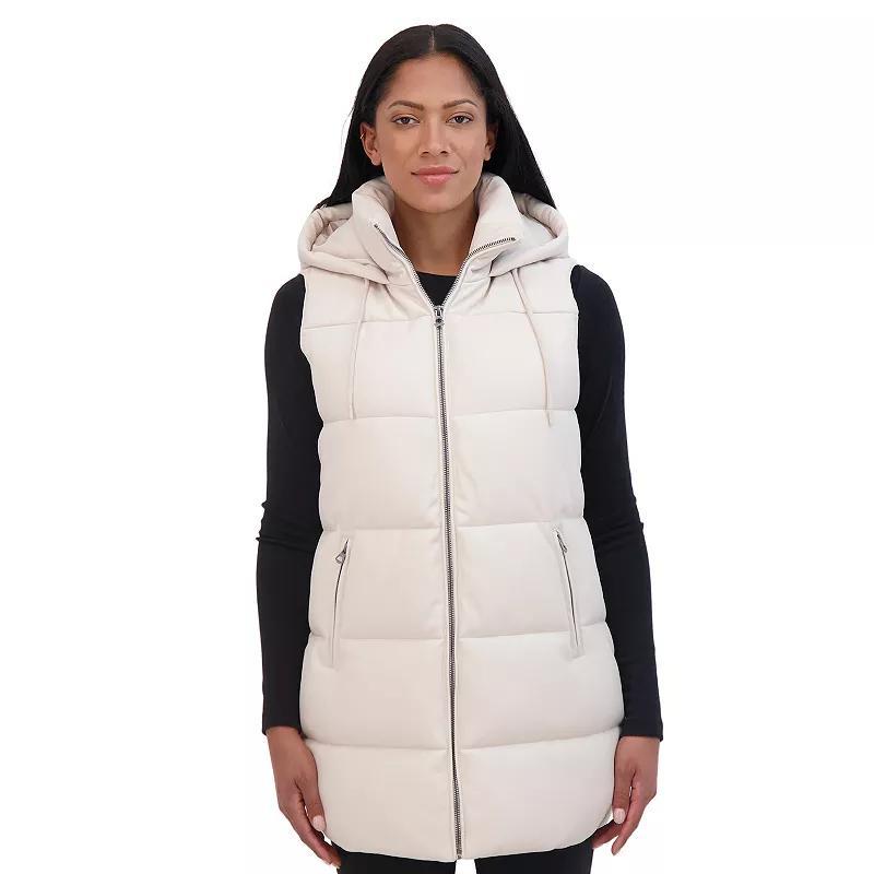 Womens Sebby Collection Faux-Leather Puffer Vest Product Image