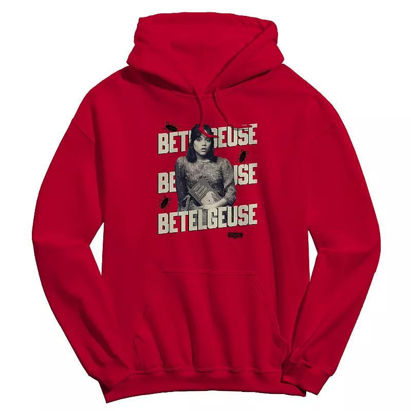 Men's Betelgeuse Repeat Beetlejuice Graphic Crew Fleece Hoodie, Women's, Size: Large, Red Product Image