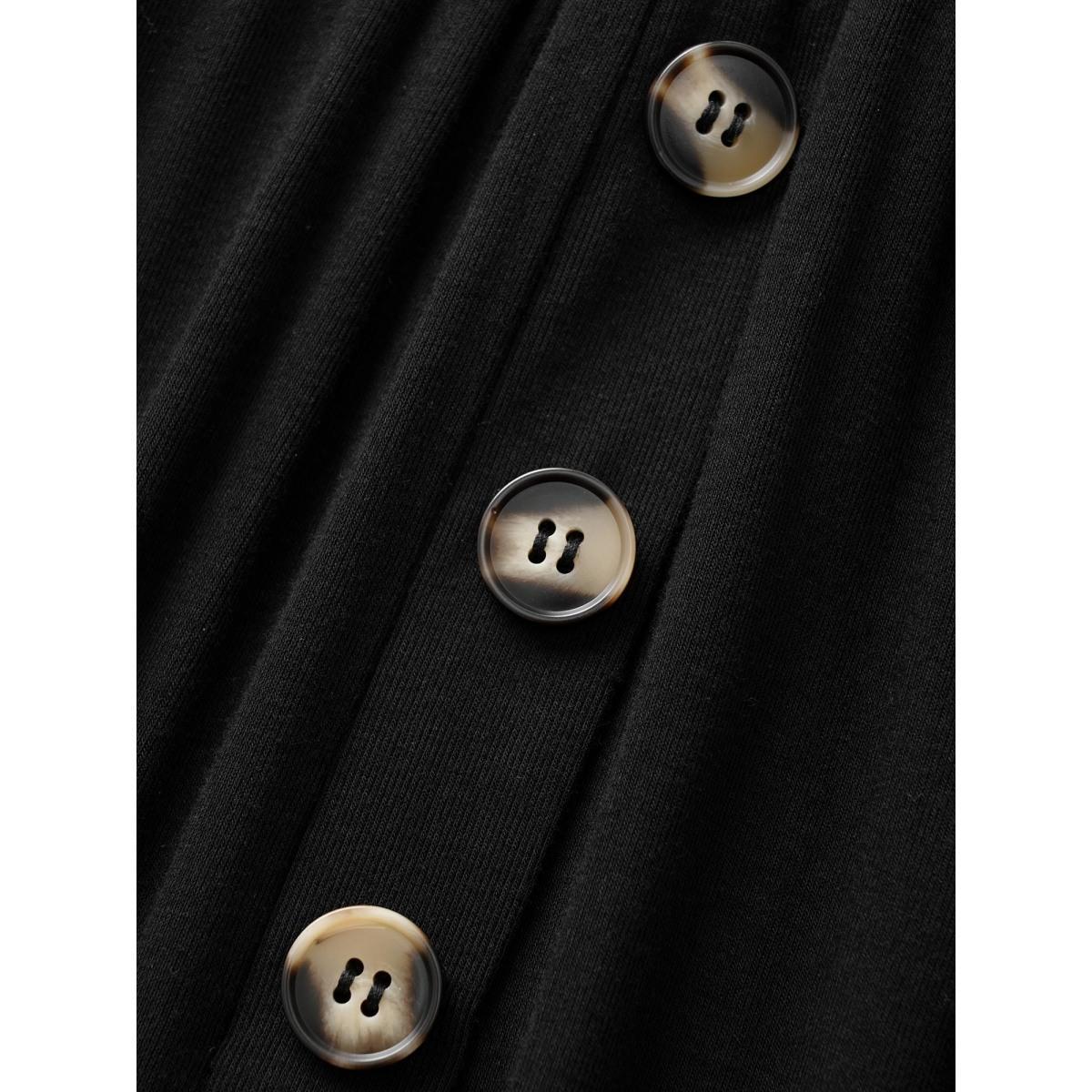 Plus Size Supersoft Essentials Button Detail Wide Leg Pants Women Black Elegant Wide Leg High Rise Everyday Pants BloomChic 12/L Product Image