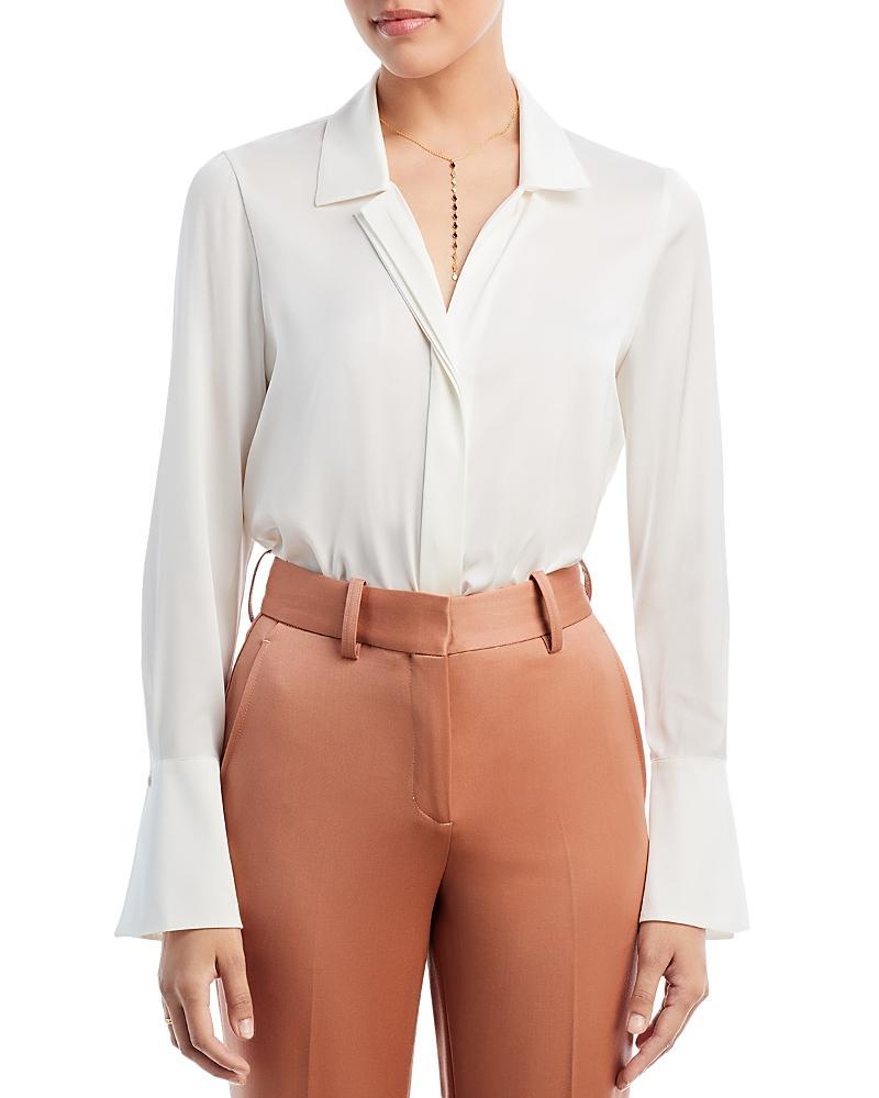Womens Silk Button-Front Shirt Blouse Product Image