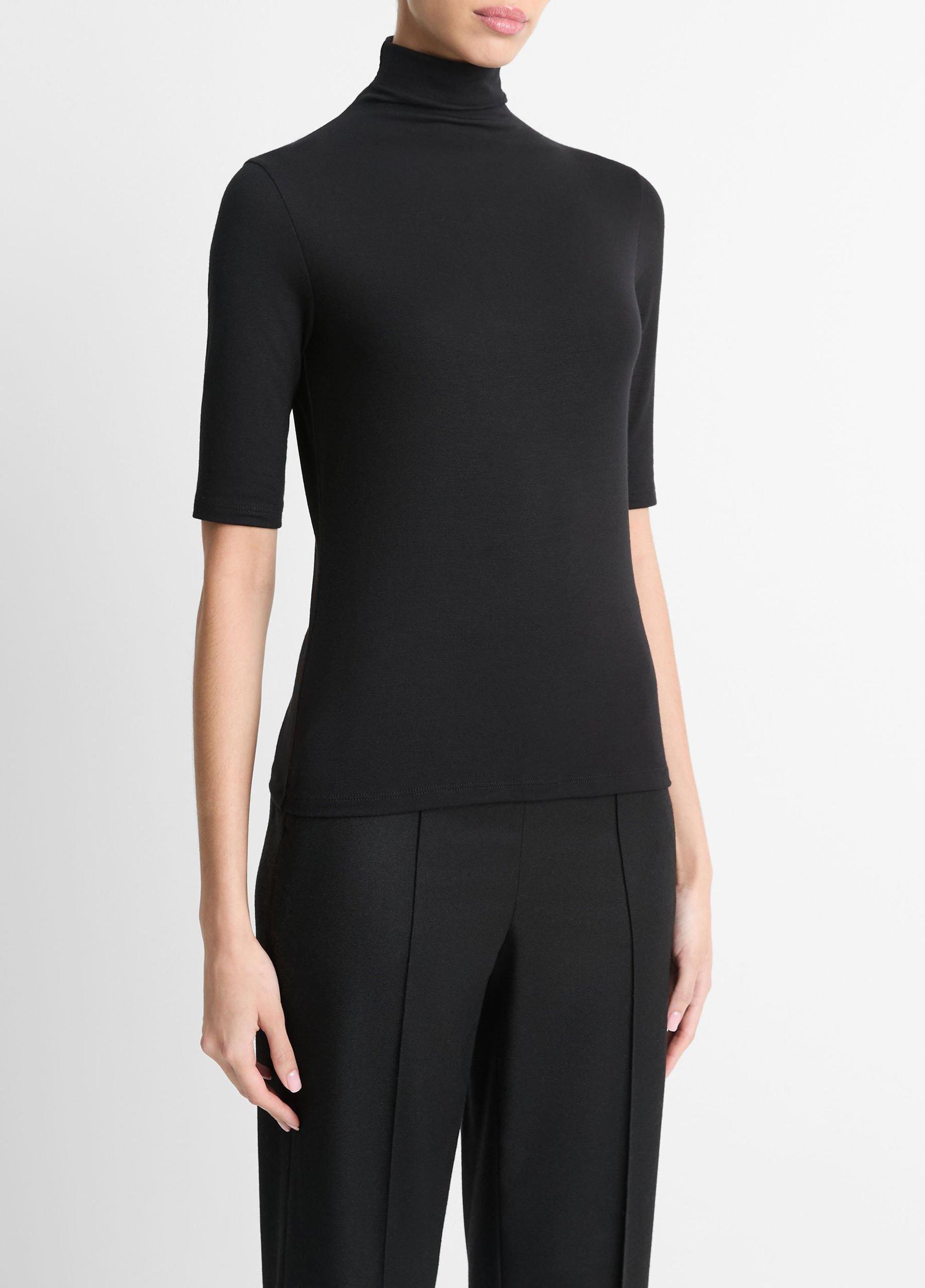 Womens Elbow-Sleeve Turtleneck, Off White, Size XS Vince Product Image