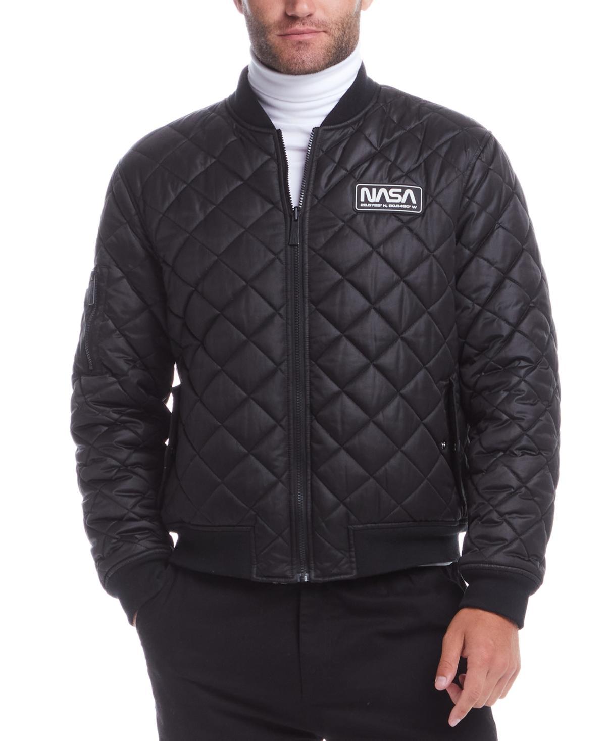 Space One Mens Nasa Reversible Quilted Bomber Jacket Product Image