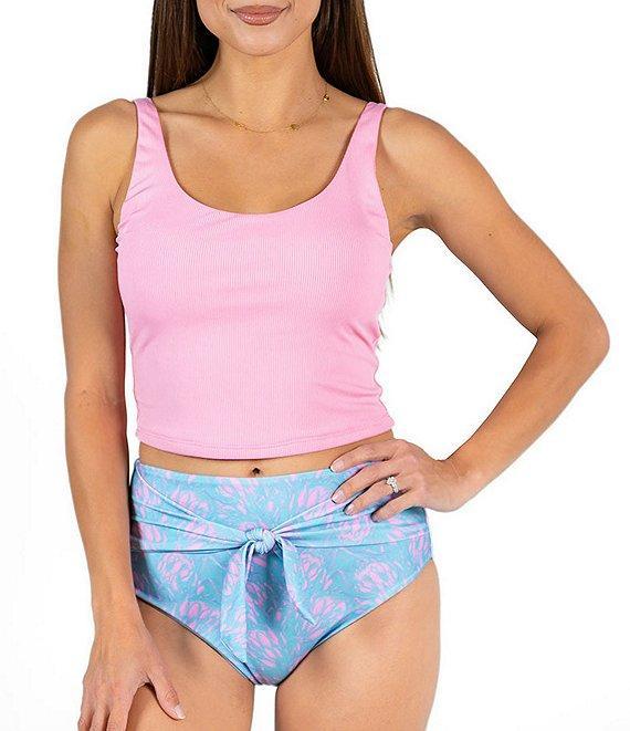 Janela Bay Pastel Floral Tie Front High Waist Swim Bottom Product Image