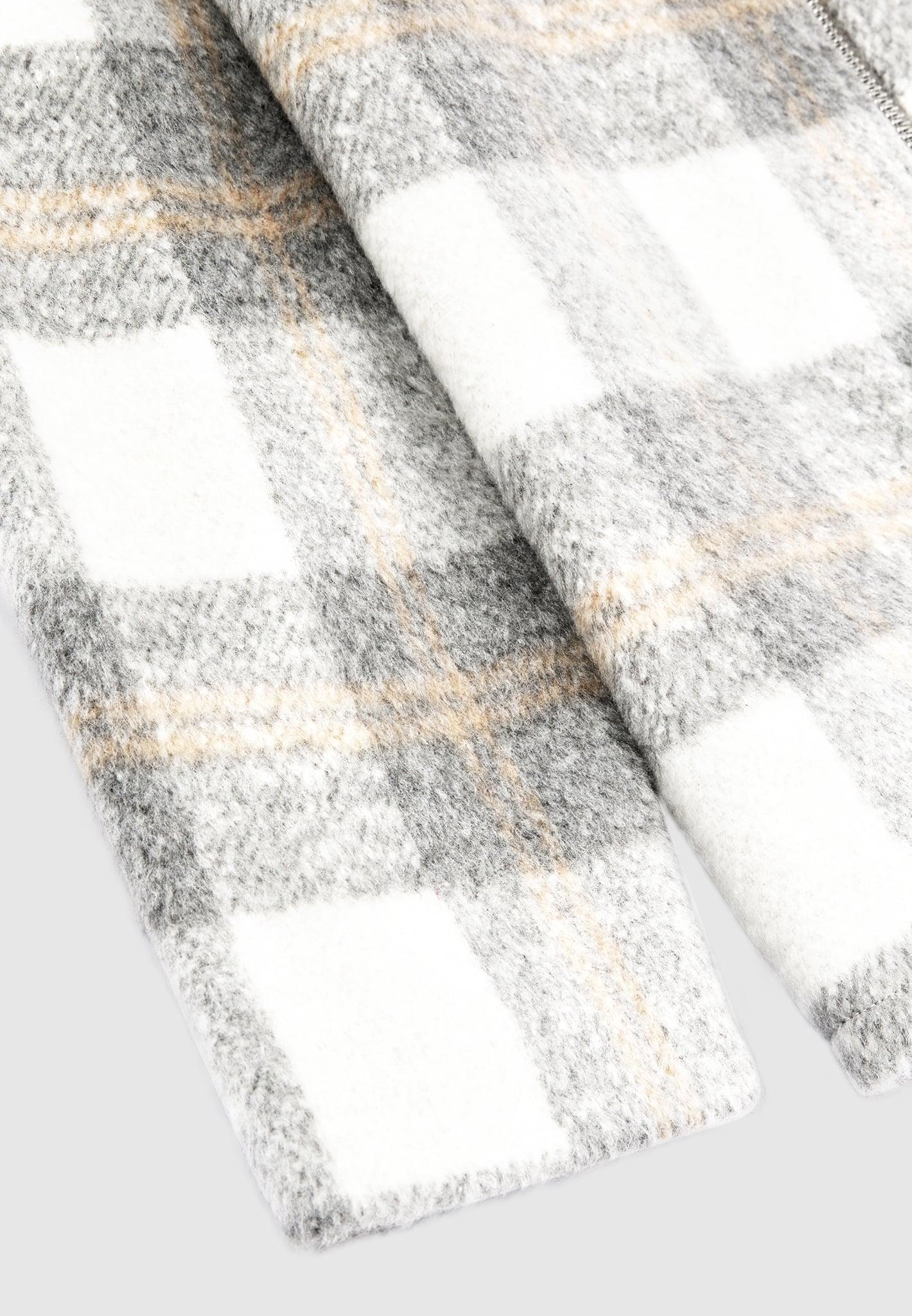 Checked Wool Shacket - Grey Male Product Image
