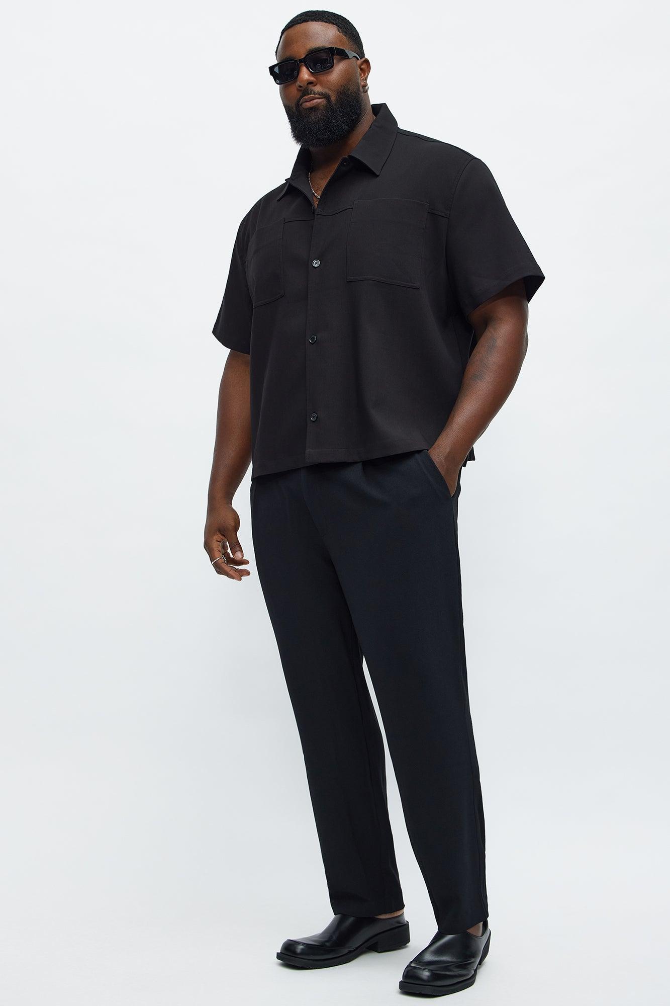 Golden Hour Slim Pleated Trouser - Black Male Product Image