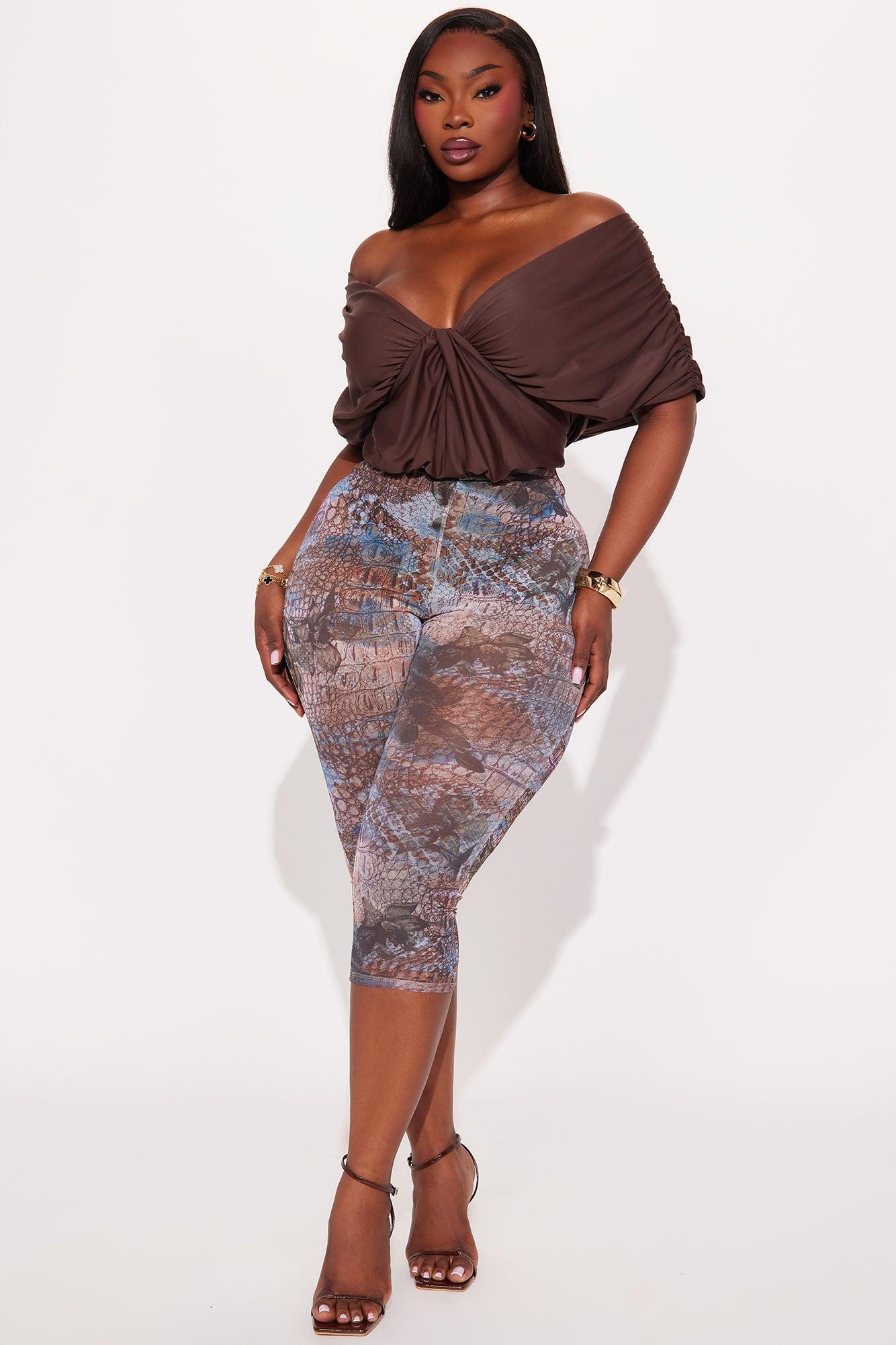 True Rival Ruched Off Shoulder Bodysuit  - Brown Product Image