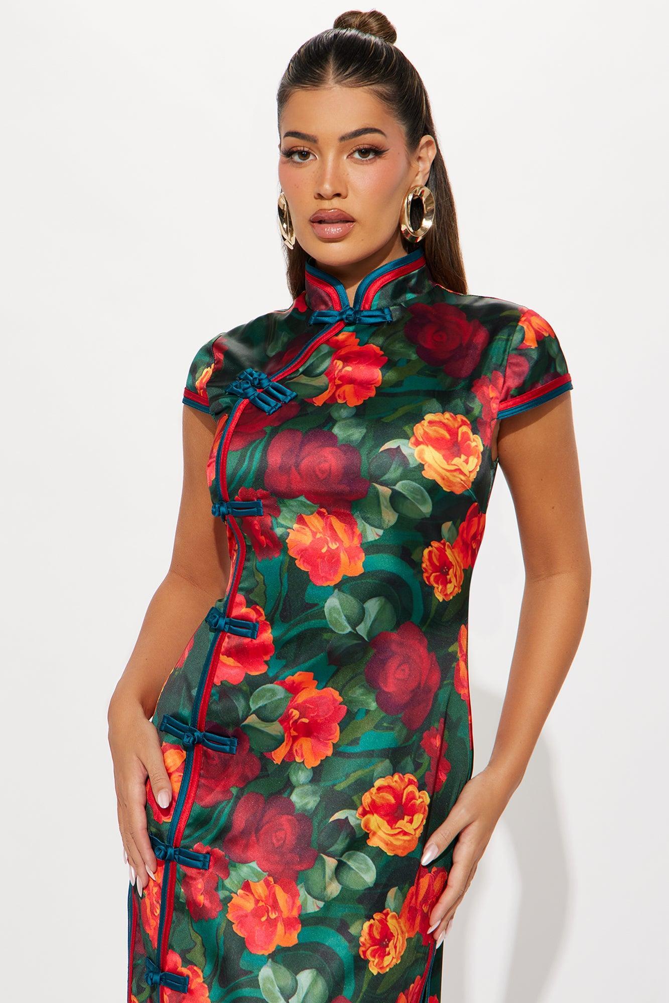 Kehlani Satin Maxi Dress - Red/combo Product Image